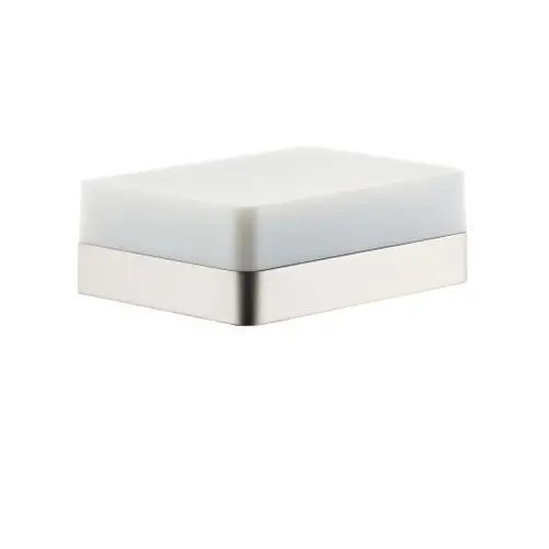 Ablage in rechteckiger Form mit weißem Oben und brushed Nickel-Unterseite. Hergestellt von AXOR, geeignet für den Einsatz in Badezimmern.